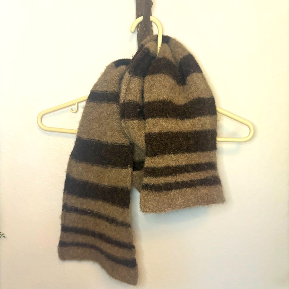 Handmade with ❤️. Boiled wool scarf. Unisex. Beautiful chocolate brown and tan.
